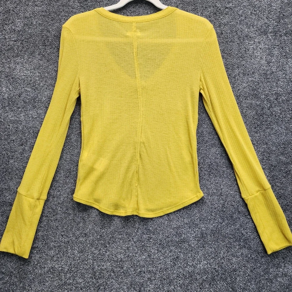 Pilcro Women's Ribbed Henley‎ Gorpcore Long Sleeve Knit Layering Top Size S
